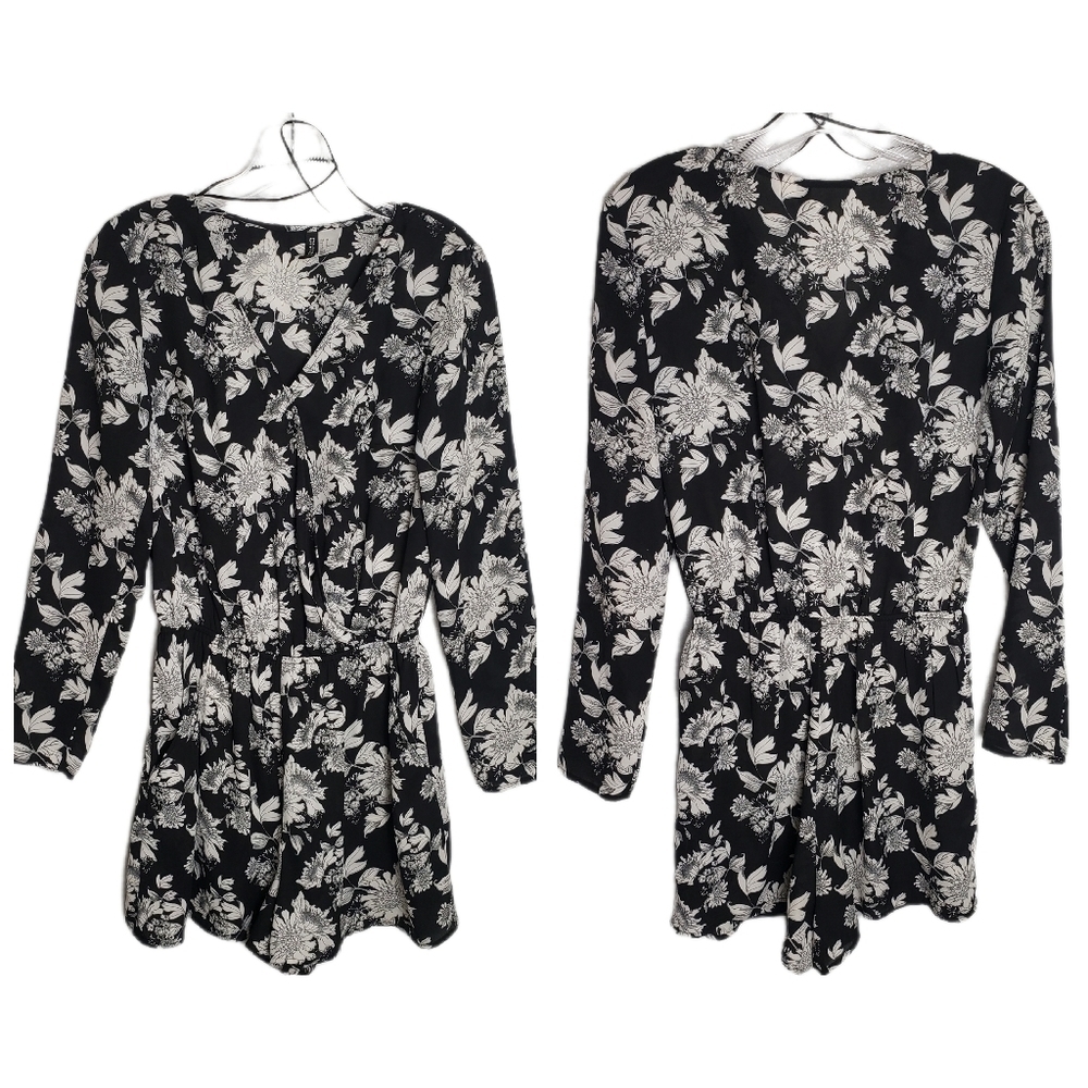 H&M Divided Romper Black &White Floral Size 8